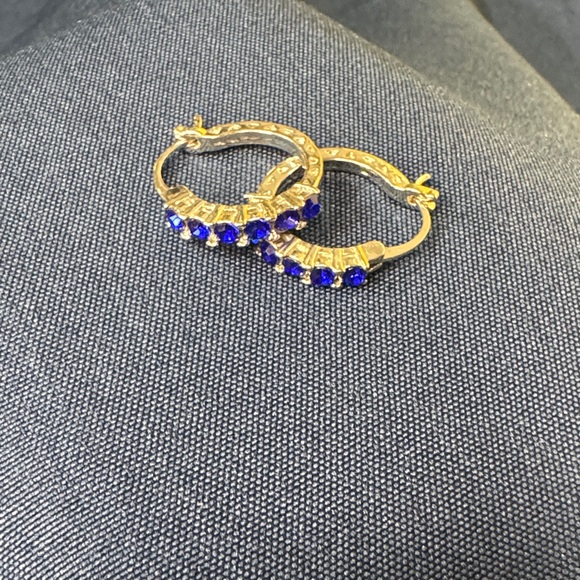 Charming Silver and Blue Hoop Earrings - Picture 4 of 4